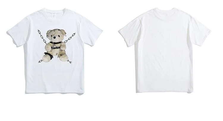 FH Abbigliamento da uomo | Summer Harajuku Bear Manica corta Body da uomo e da donna in cotone sciolto con scollo rotondo e mezza manica_voghion.com