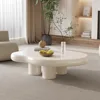 Cute Cream White Coffee Table - Cloud Design, 4 Legs, Small Sofa End Table for Living Room 1