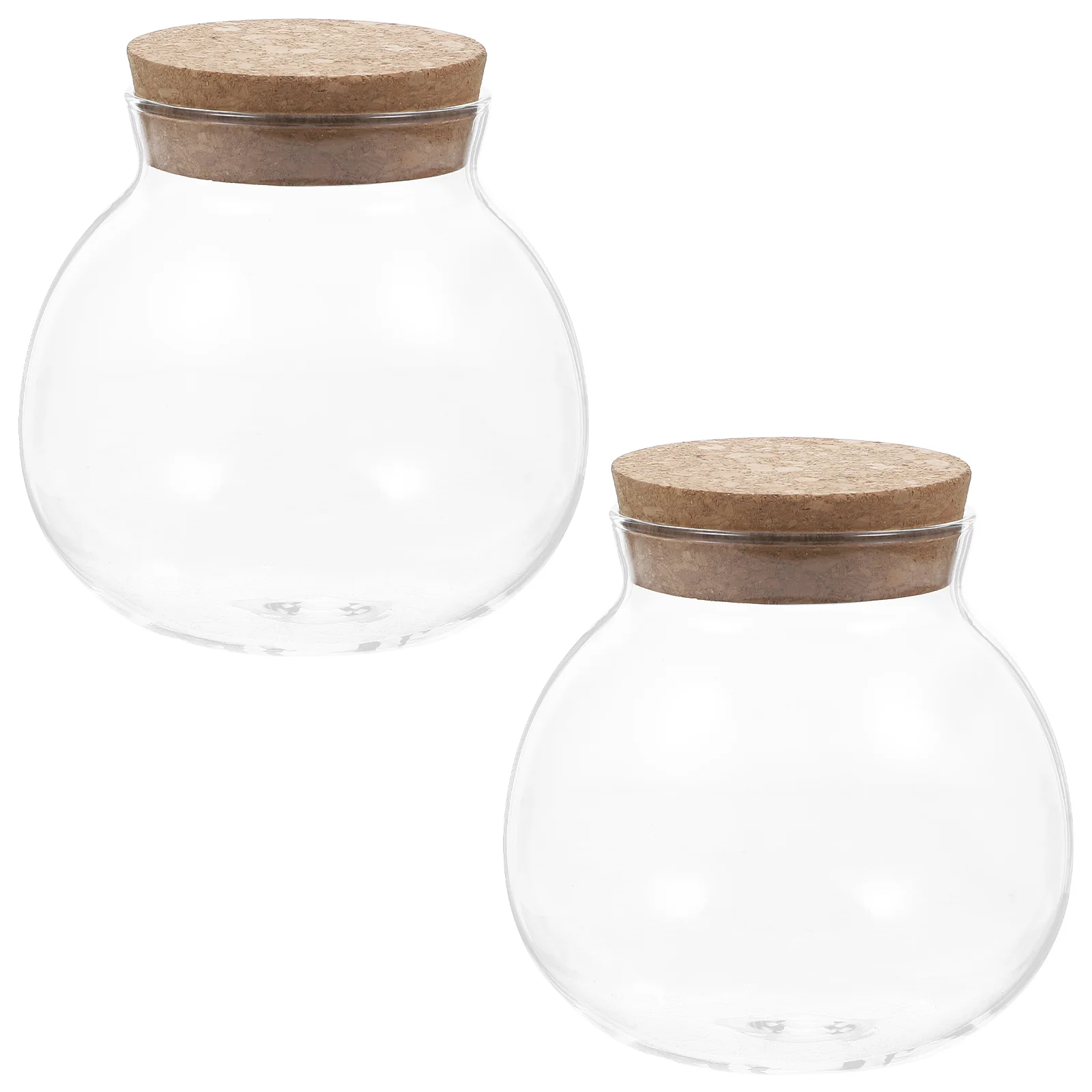 

2 Pcs Glass Jar Containers Household Jars with Lids Tea Wooden Sugar Coffee Canister