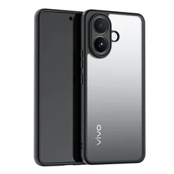 Matte Black Frame Armor Shockproof Transparent Clear Phone Case Cover for Vivo iQOO Z10R (Clear Transparent)