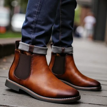 40~46 Men Chelsea Boots Brand Retro Comfortable Fashion Men Boots 5