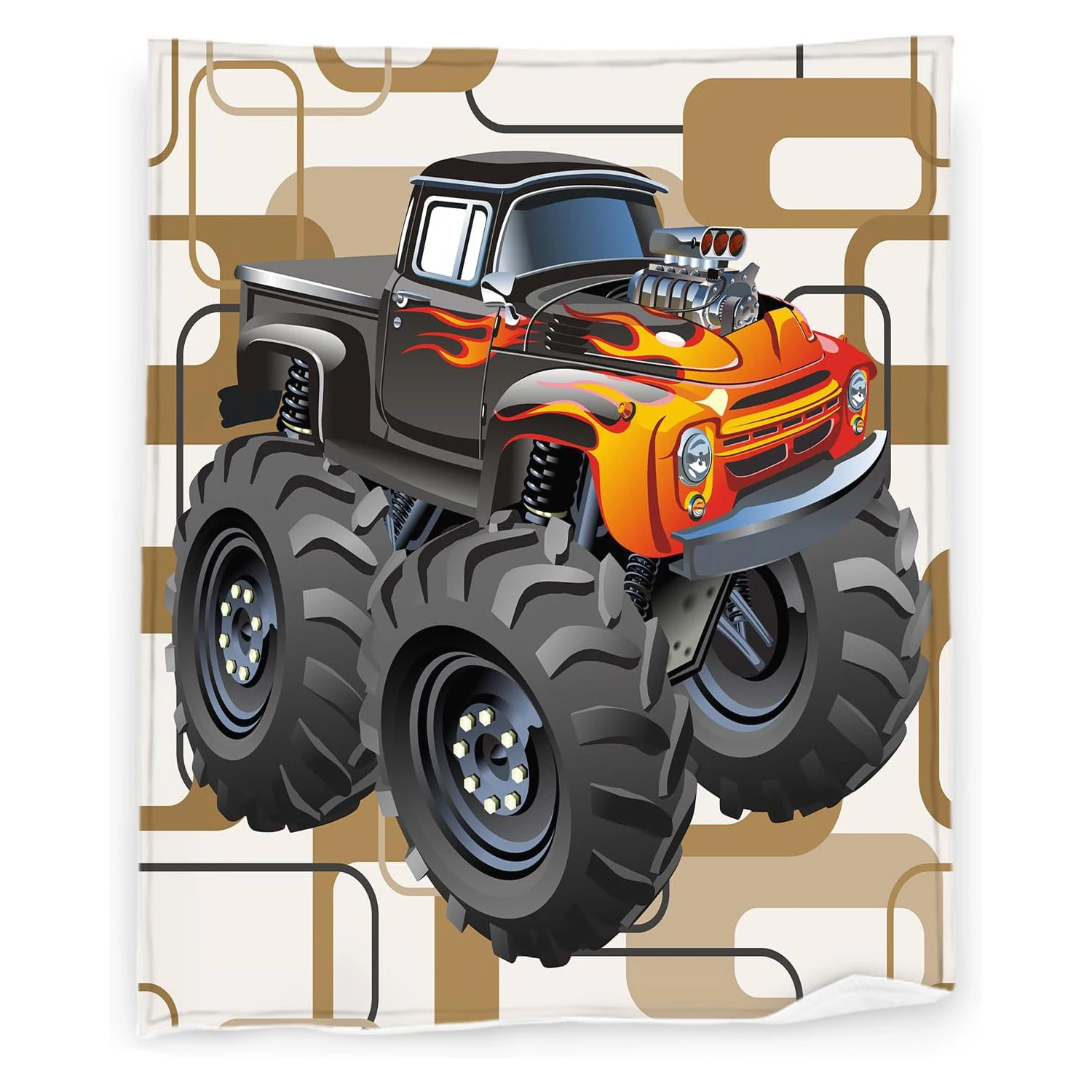 

Customized Blanket Monster Truck Blanket Racecourse Super Soft Flannel Blanket Children's Day Christmas Halloween Birthday Gift