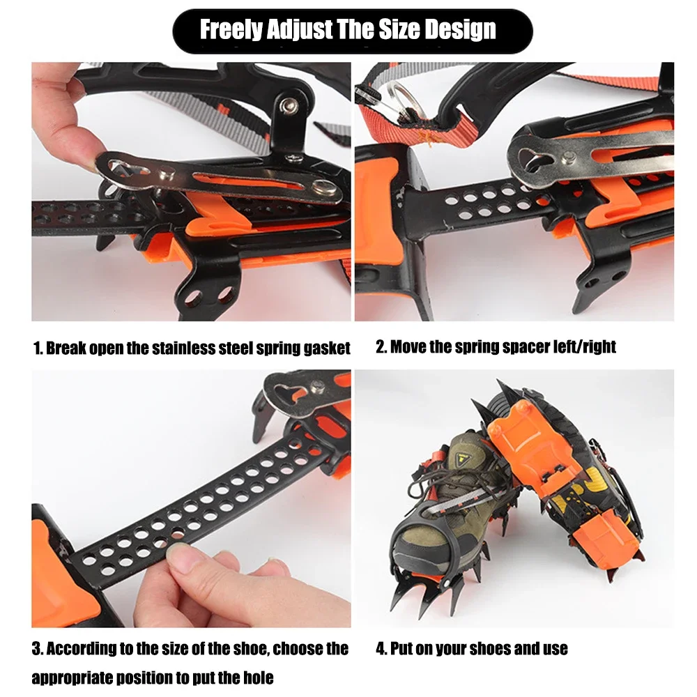 12/10 Teeth Ice Snow Grips for Boots Anti-slip Covers for Shoes Outdoor Ice Crampons Professional Stainless Steel Shoe Spikes - Image 4