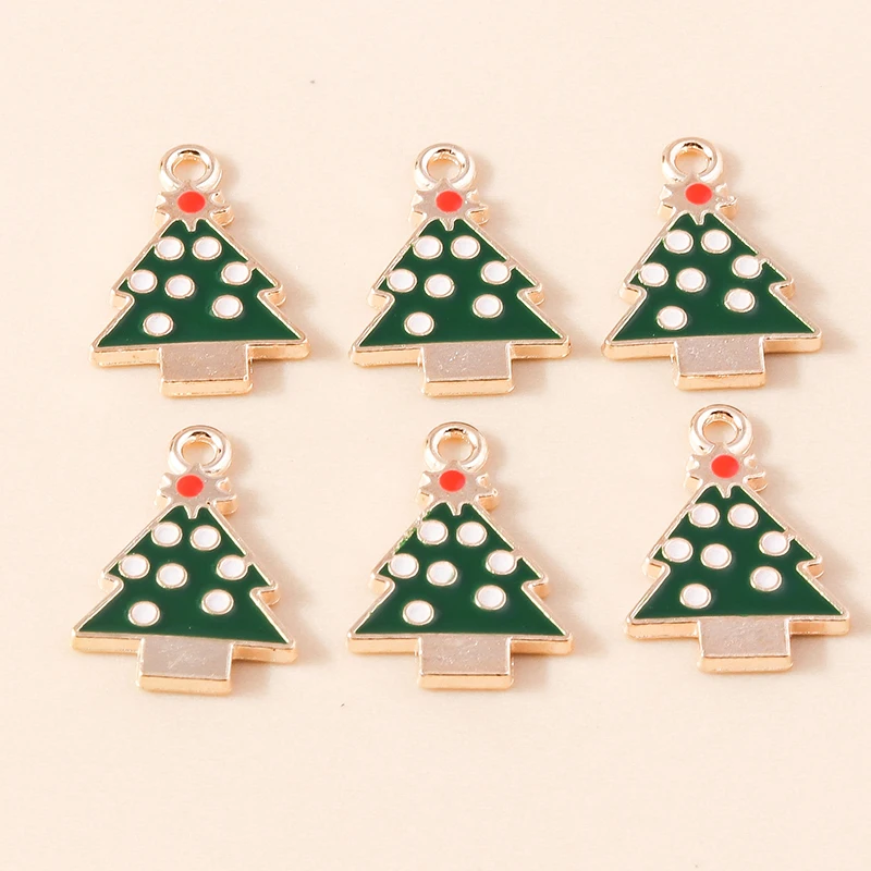 20 Stück 14x20mm Niedliche Emaille-Weihnachtsbaum-Anhänger für Schmuckherstellung, Ohrringe, Halsketten, Armbänder, DIY-Bastelbedarf