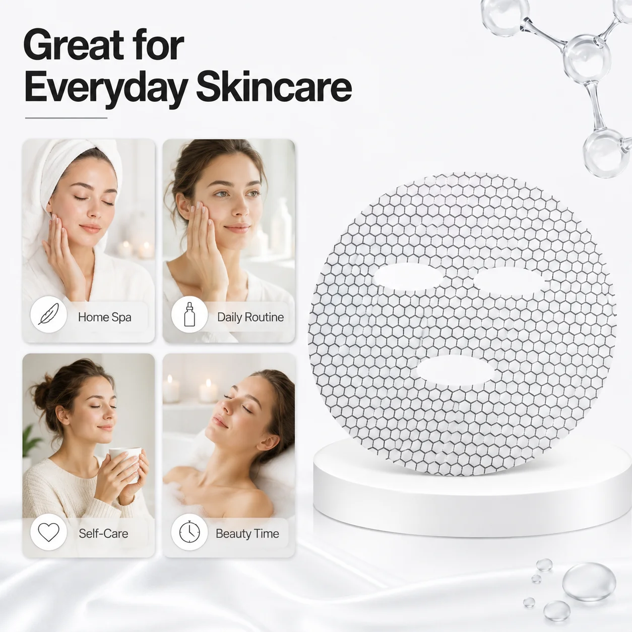 5-Pack Graphene-Infused Hexagon Facial Mask Sheets