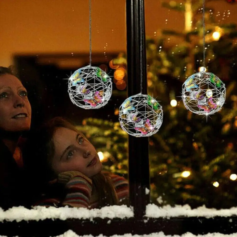 

Подвесная бабочка на солнечной батарее, светящаяся бабочка, шар, женское водонепроницаемое металлическое плетеное подвесное освещение, украшение для дома