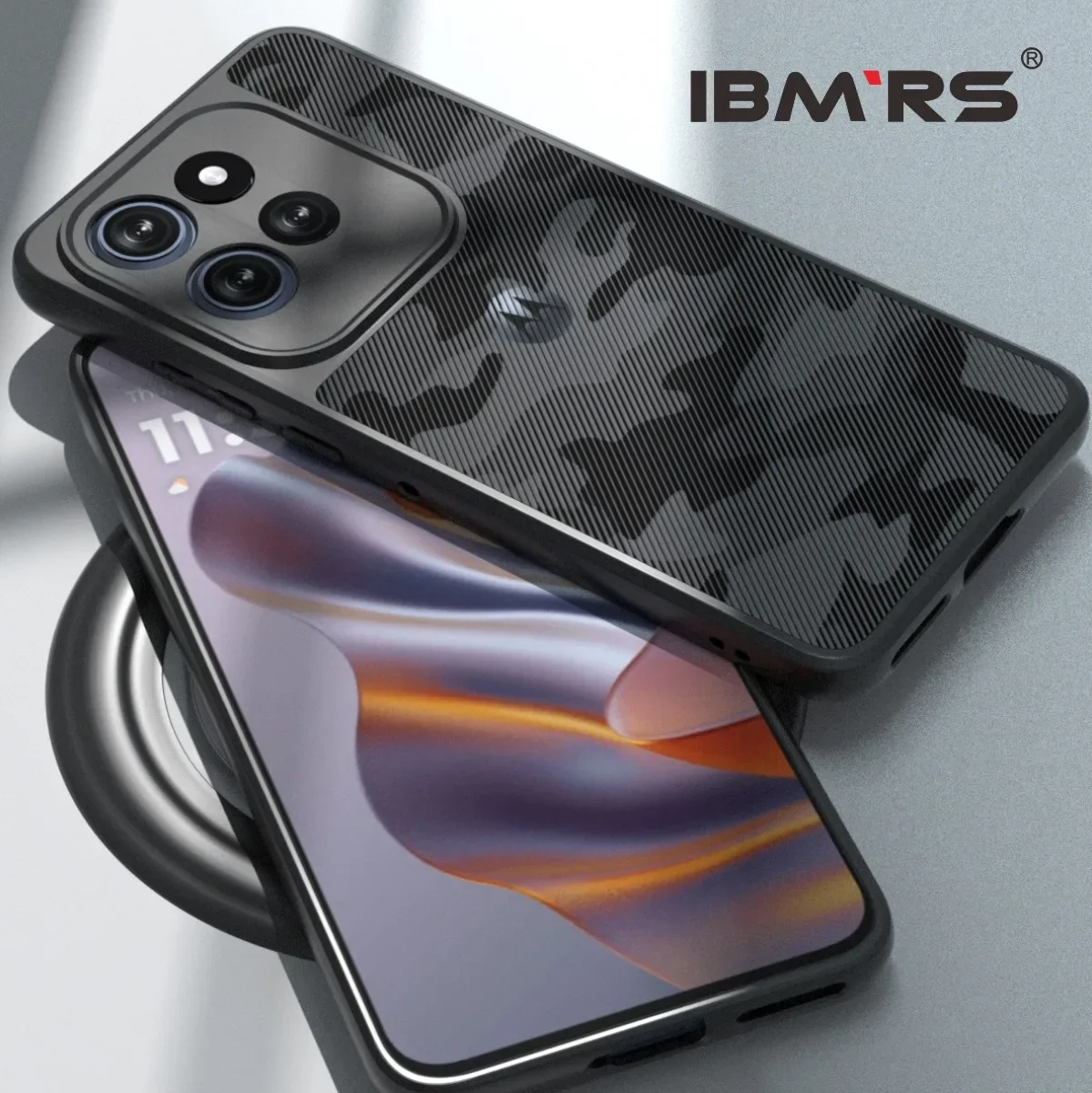 Ultra-Sleek Black Camo Protective Case with Raised Edges