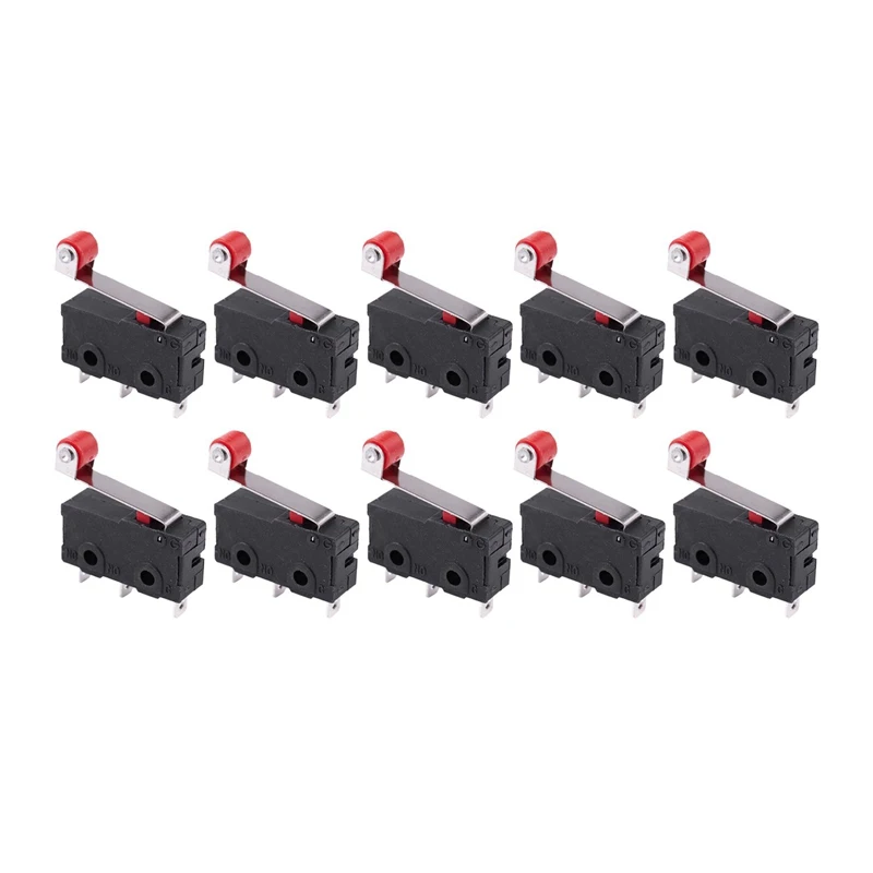10Pcs Micro-Roller Leva Braccio Aperto Chiudi Finecorsa Kw12-3 Microinterruttore Pcb