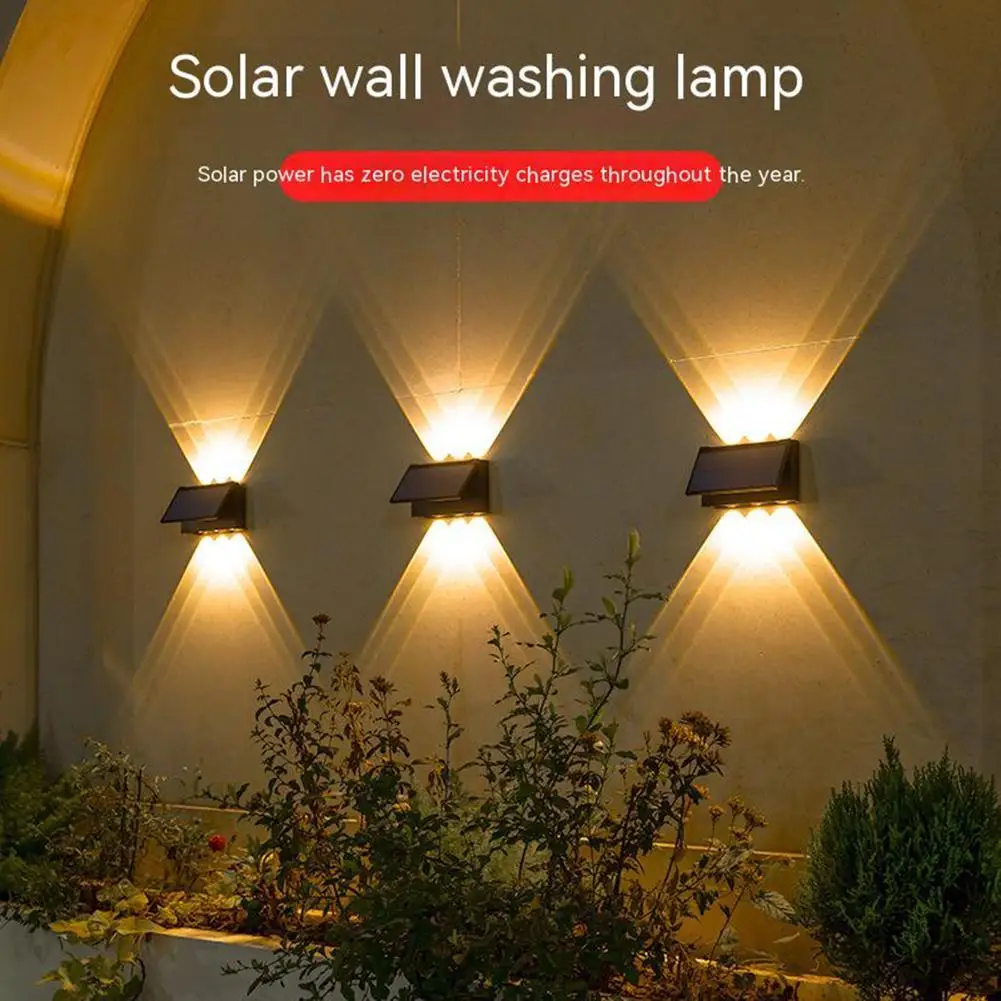 5v 6led Outdoor Up Down Solar Light Spotlight Led Wall Lamp For Villa Courtyard Garden Parks Decor