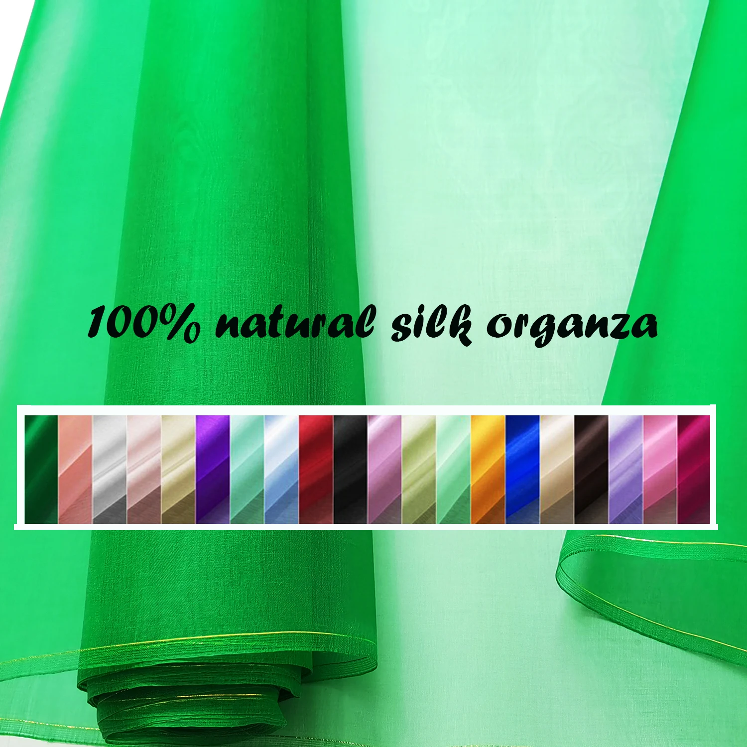 45'' / 55'' breit pro Meter steif geformte Hochzeitsgaze aus schlichter, natürlicher Organza-Stoff aus reiner Seide