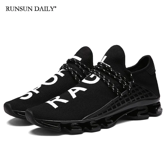 Men and Women's Sneakers Fashion Breathable Shock-absorbing Running Walking Shoes Couple Casual Shoes Black