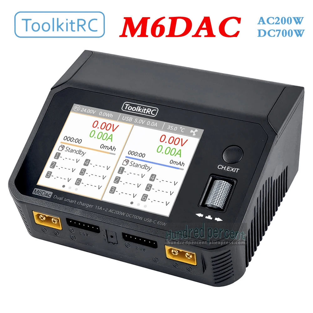 Chargeur LiPo ToolkitRC M6DAC 1-6S 200W 10A USB-C