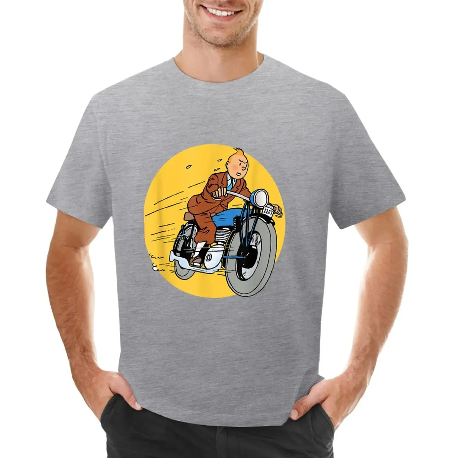 Summer harajuku custom t shirt heavyweight Informal New Arrival vintage Tin-Tin Adventure man clothes mens funny casual stylish 5