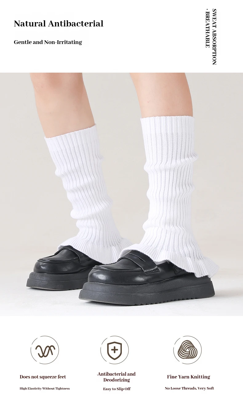 Herbst Winter Frauen Rüschen Gerippte Beinlinge JK Echte Wolle Mischung Knöchel Trim Boot Socken Fuß Abdeckung Druck-Freies Y2k 2025 – Detail 5
