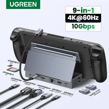 UGREEN Steam Deck Dock 4K60Hz 9 Ports RJ45 PD100W USB C HUB Compatible with Steam Deck ROG Ally LEGION Go iPhone 15 Pro/Pro Max 1
