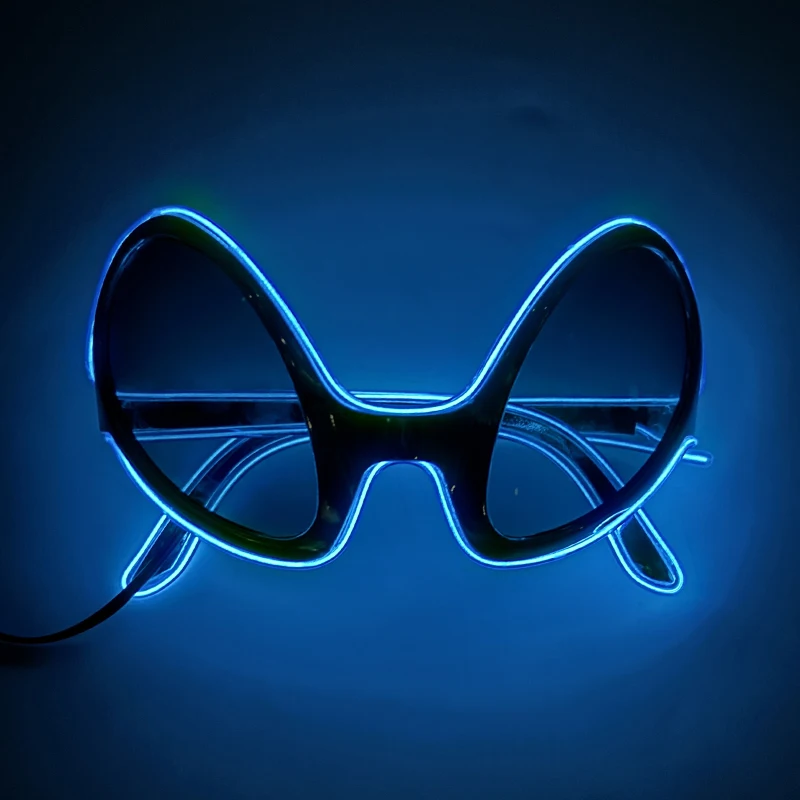 Funny Neon Glowing Alien Glasses Cosplay LED Luminous Glasses Men Women Halloween Party Supplies Light Up ET Glasses Costume