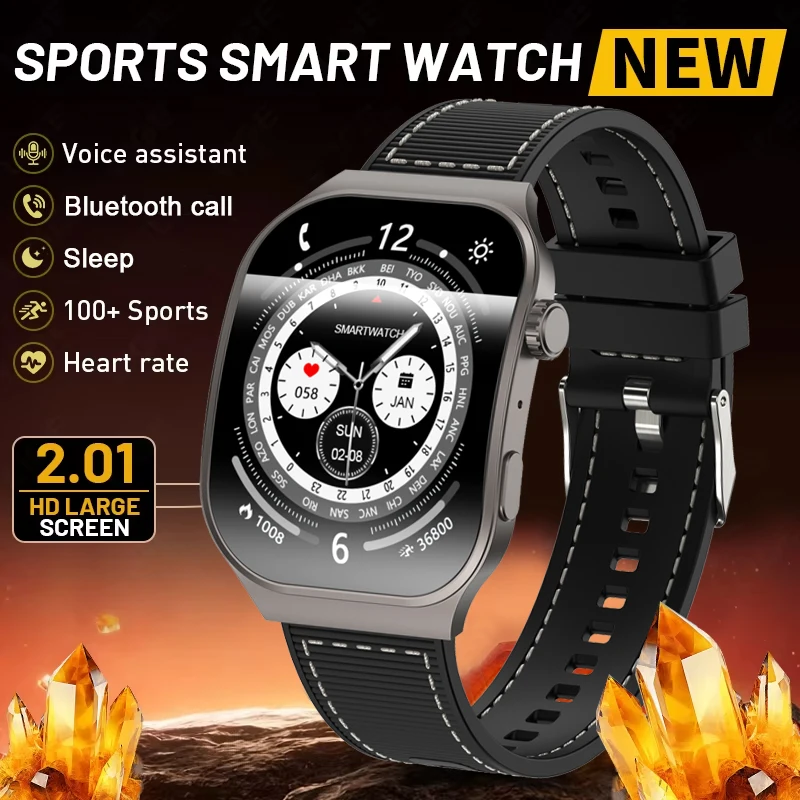2026 New 2.01" HD Curved Screen Smart Watch Bluetooth Call for Men Sports Watch Health Monitor Smart Watch for Android iOS 1