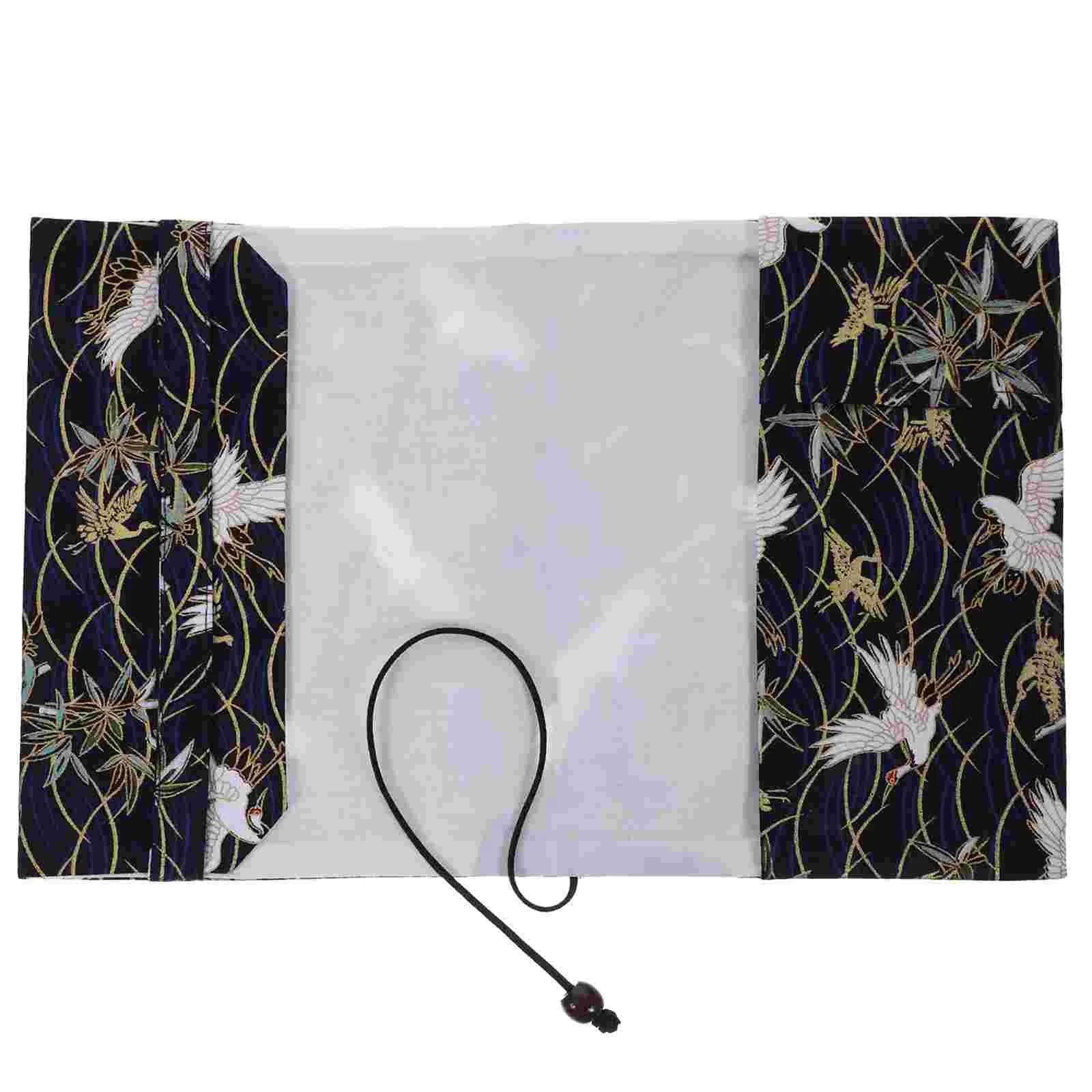 

Book Covers Chinese Style Printing Fabric Book Cover Washable Reusable for Schoolbooks Hardcover Books Dark Blue