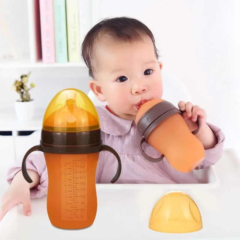 Kid Feeding Bottle Silicone Bottle Anti Colic Air Vent Wide Neck Natural Nursing Feeding for Newborn ببرونه حليب الرضع