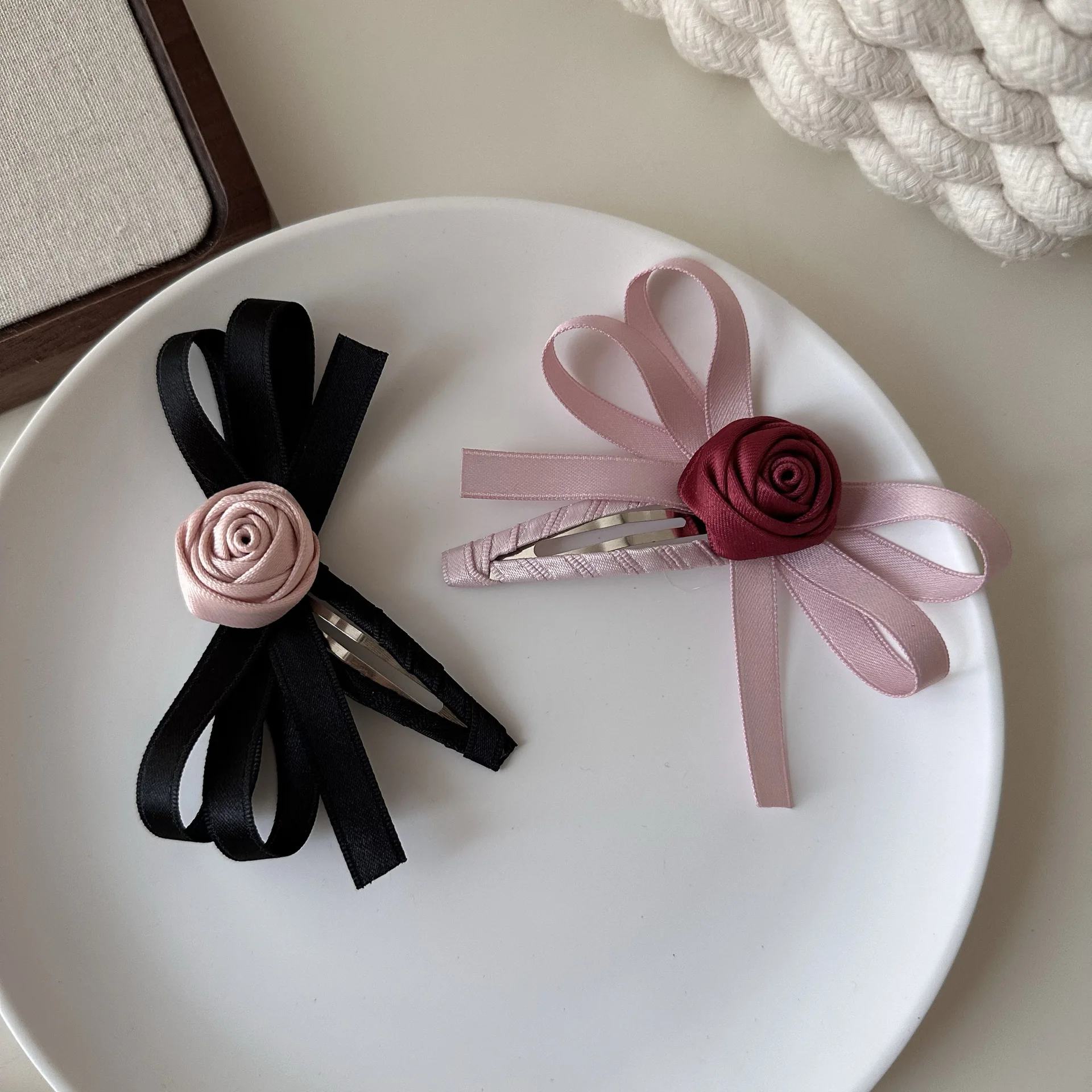 Süße Haarspangen für Damen, Schleife, Rose, Haarspange, Pony, Haarspange, Band, BB-Clip, Kawaii-Haar-Accessoires, süßer Stil, Schleife, Haarspange – Detail 5