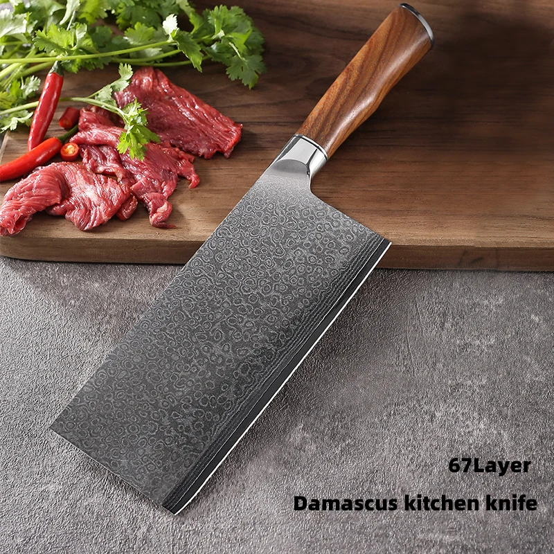 

SW 67 Layer Japanese Damascus Steel Sharp Chef Cutting Vegetables And Meat MultiPurpose Knife Solid Sood Red Handle Kitchen Tool