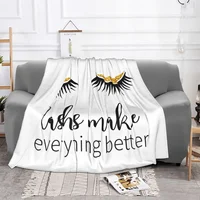 Closed Eyes Lashes Blanket Fleece Spring/Autumn Cartoon Beauty Eyelash Portable Soft Throw Blankets for Bedding Car Quilt 2
