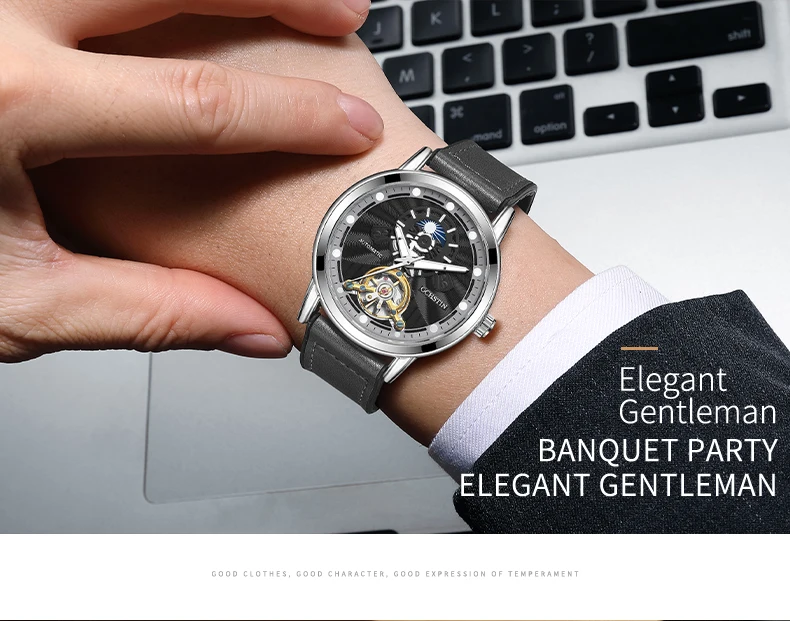 Men's Automatic Mechanical Watch With Tourbillon And Open Heart_voghion.com