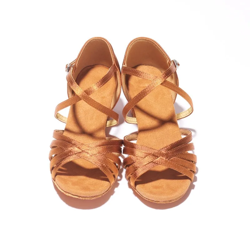Girls Latin Dance Shoes Low Heel Soft Sole Beginner Kids Ballroom Practice Training Stage Girls Performance Dancing Footwear - 5