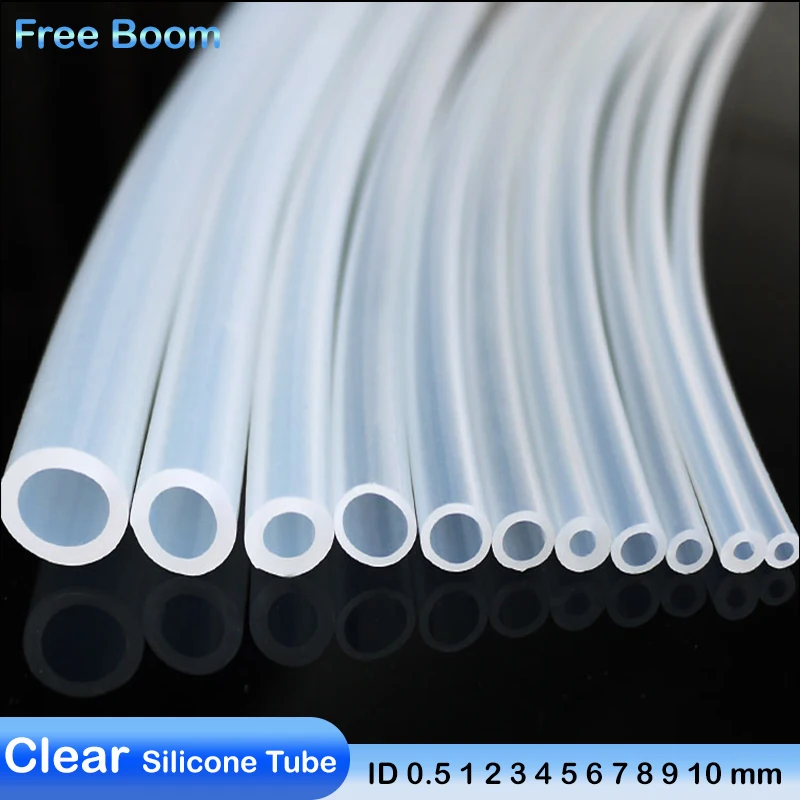 1Meter Food Grade Transparent Silicone Rubber Hose ID 0.5 1 2 3 4 5 6 7 8 9 10 mm OD Flexible Nontoxic Silicone Tube Clear soft