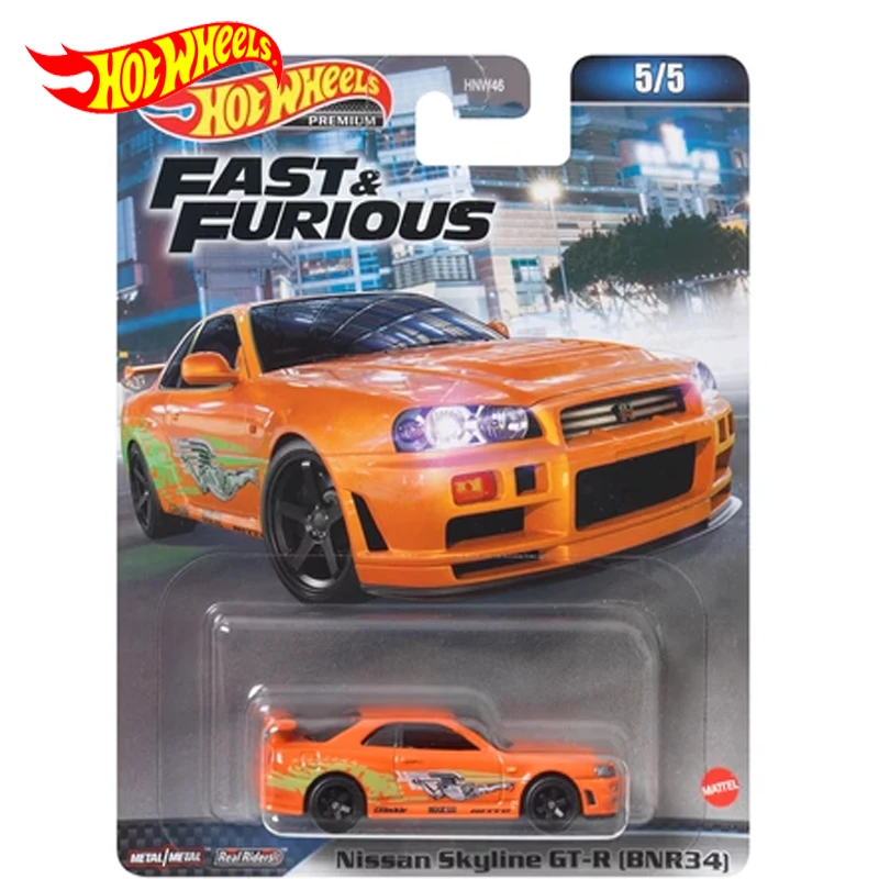 

Original Hot Wheels Car Nissan Skyline GT-R (BNR34) Fast & Furious Children Toys for Boys 1/64 Diecast Voiture Collection Gift