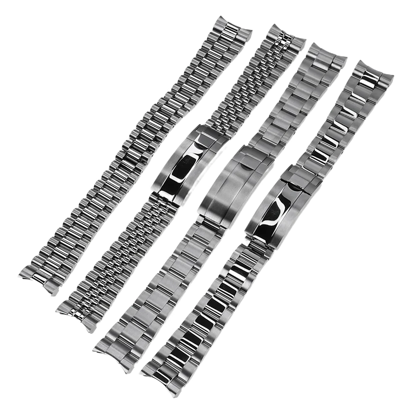 20MM Breedte Zilveren Presidentiële Massieve Armba 904l Roestvrij Staal Glide Lock Sluiting Polsband Voor Sub Log Nh34 Nh35 Horlogekast