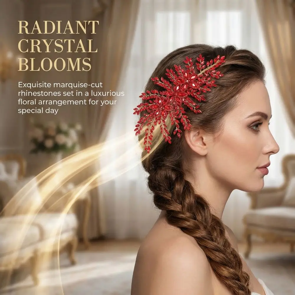 Elegante haarband met bladontwerp voor bruiloft met strasssteentjes_voghion.com