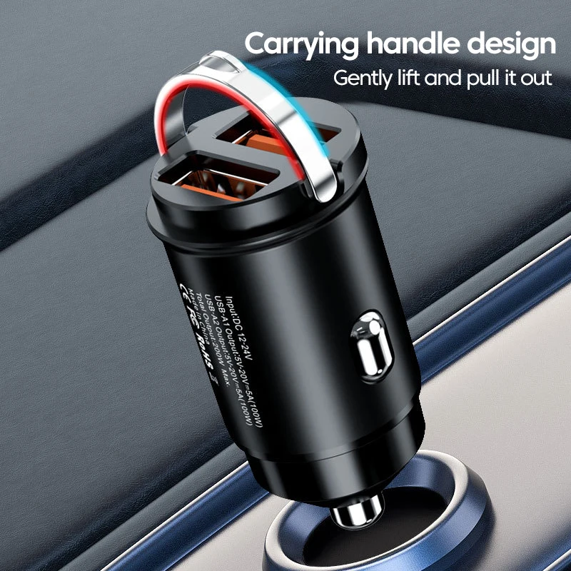 Elough Mini Car Charger 200W Fast Charging Dual USB Type C For iPhone 13 12 Xiaomi