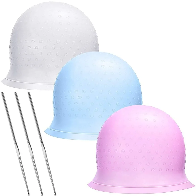 Silicone Hair Coloring Cap Hook Needle Professional Color Dye Highlighting Reusable Set Frosting Dyeing Tools Beauty Salon