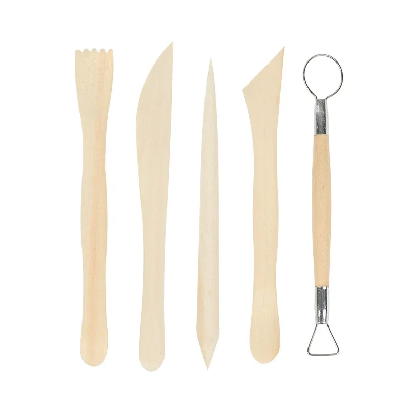 5pcs Sculpting Clay Sculpture Tools Set Professional Double Side Clay Pottery Wax Carving Shapers Craft Polymer Tools pottery tools clay tools