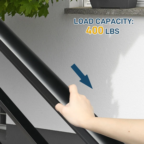 哑光黑色 1-4阶 可调节  直扶手 庭院楼梯扶手-18