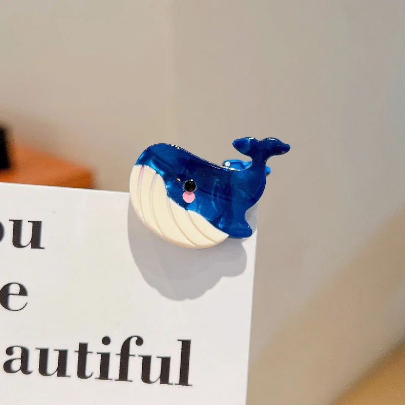 Kleine zarte süße Kinder Acetat Haarspangen Cartoon Wal Seepferdchen Krabbe Seestern Haarnadeln seitlicher Pony Mädchen Haarschmuck – Detail 6