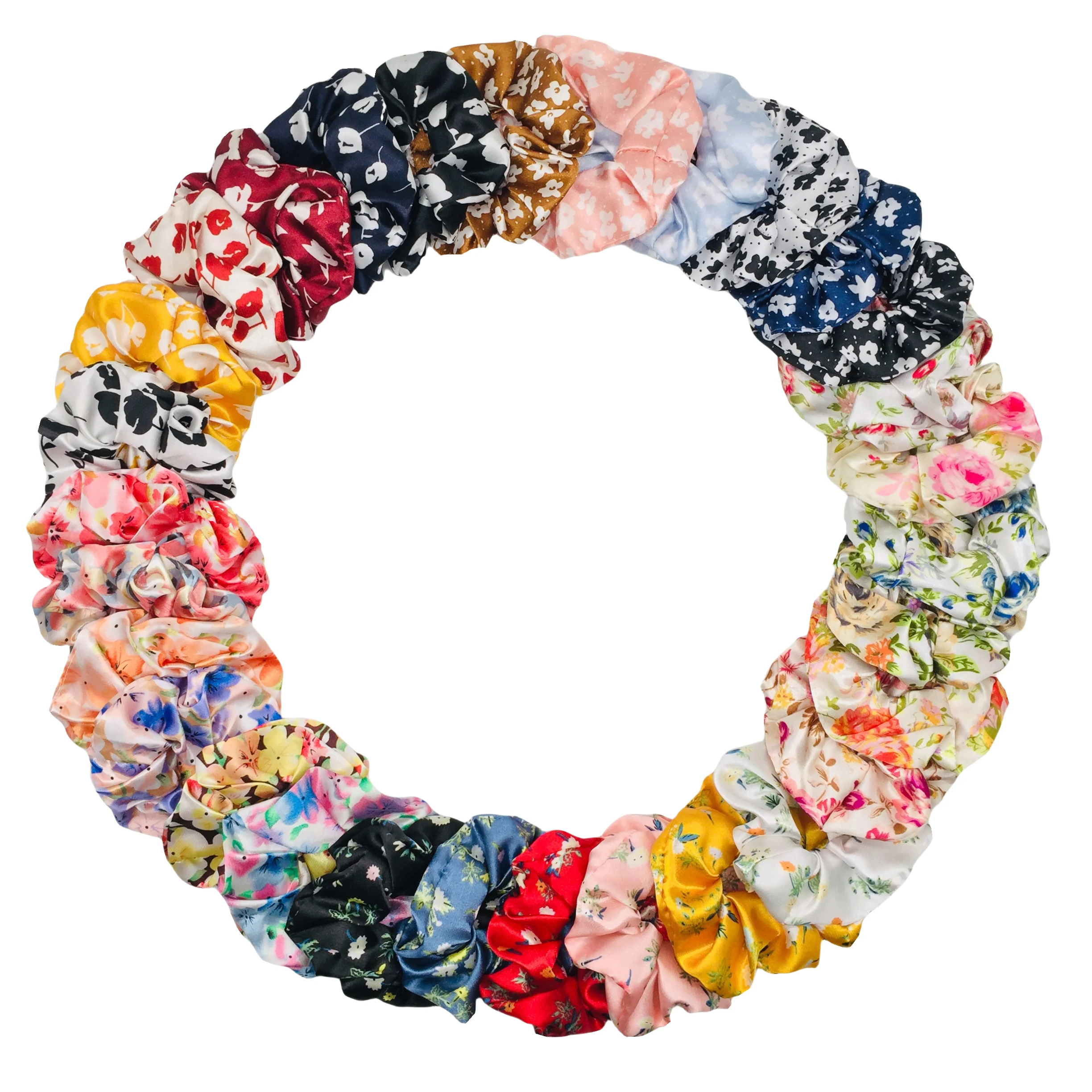 6 teile/los Satin Scrunchies Elastische Haarbänder Pferdeschwanz Halter Krawatten Gummi Mode Frauen Zubehör Drucken Leopard Ditsy Floral – Detail 1