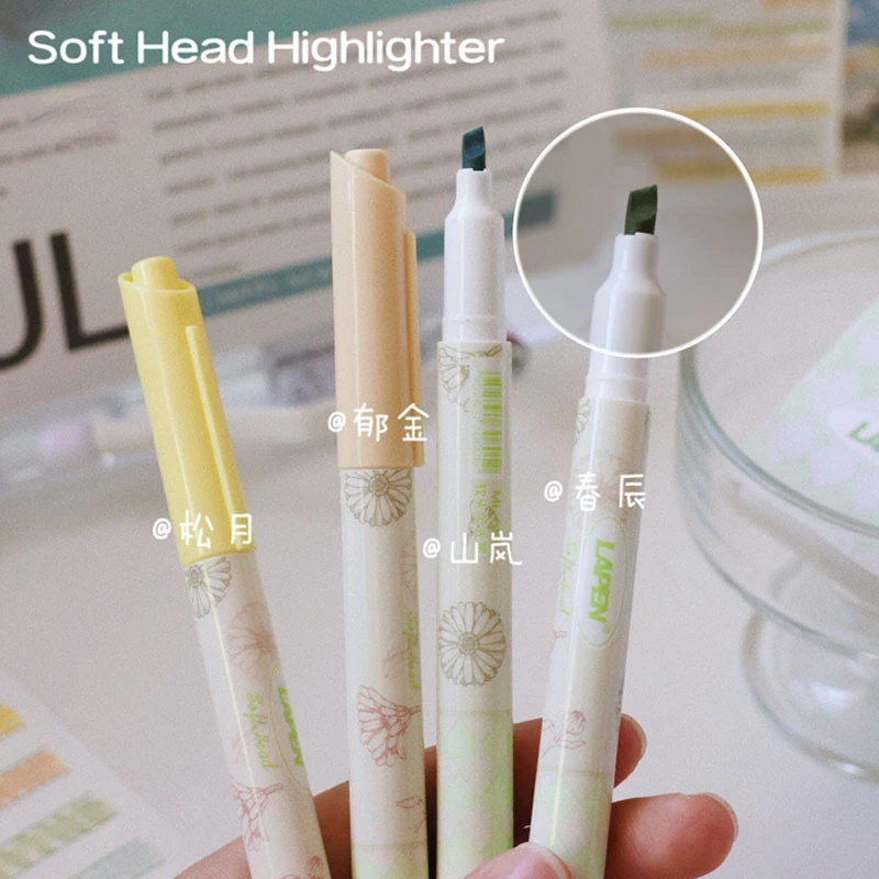 파스텔 컬러 하이라이터, 귀여운 문구 컬러 마커, 학용품, 학생 마커, 일본 문구, 세트당 4 개