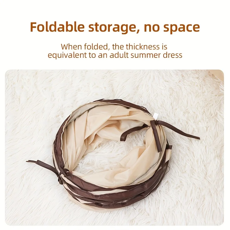 Foldable Cat Play Tunnel Interactive Striped Toy For Kittens_voghion.com
