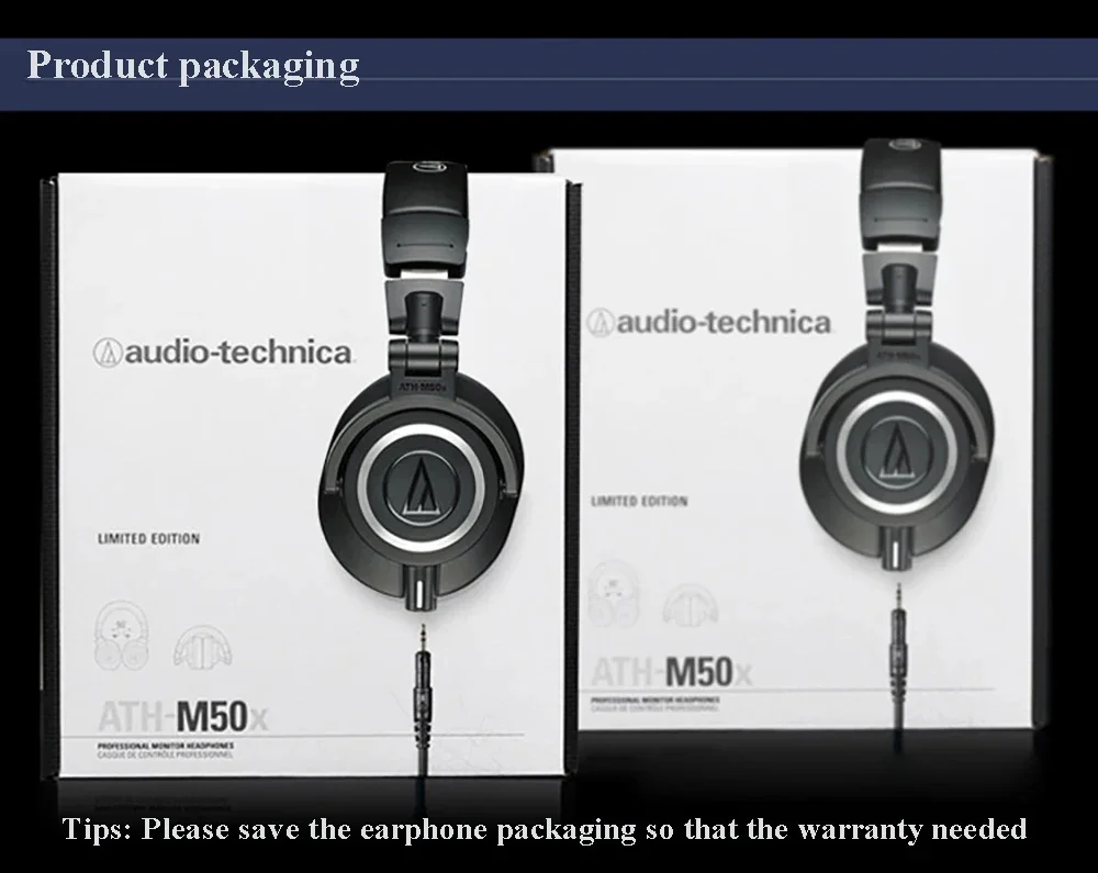 Description Picture 6 of itemAudio-Technica ATH-M50X Professional studio monitor headphones, professional grade, critically acclaimed, with removable cable