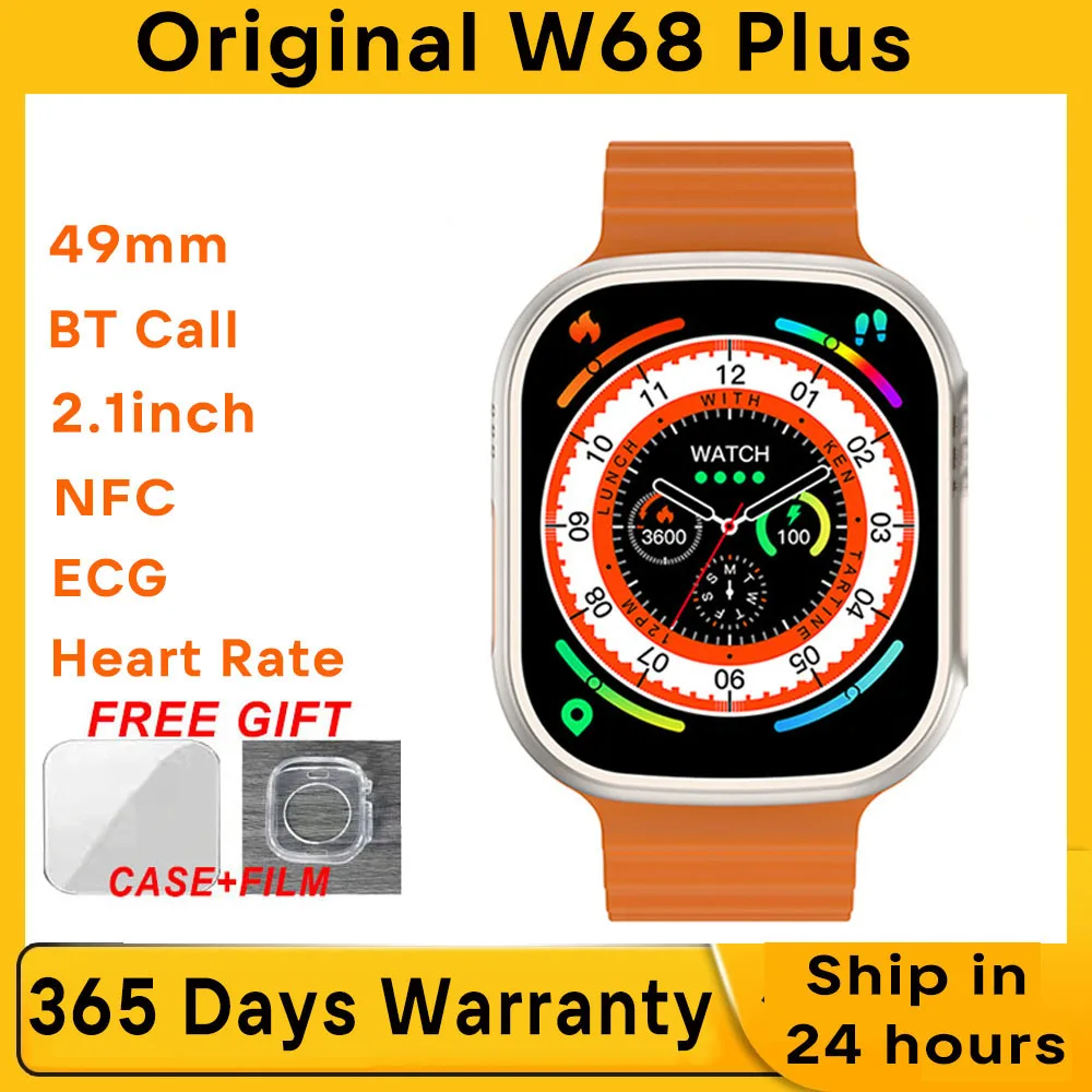 W68 플러스 스마트 워치 49mm 2.2 인치 BT 통화 NFC GPS 추적 ECG W68 + 음성 어시스턴트 건강 모니터, 스포츠 스마트 워치, 남녀공용