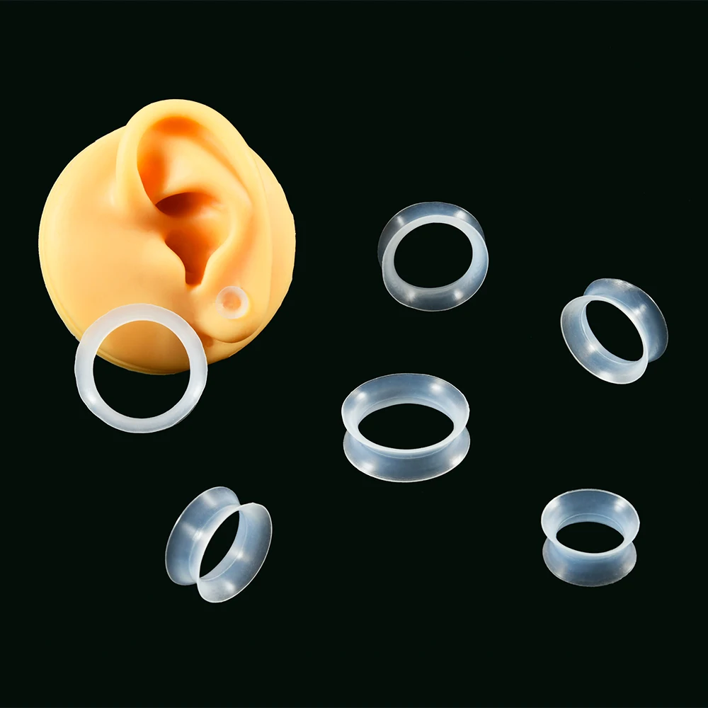 1Pair Thin Style Silicone Flexible Double Flared Flesh Ear Tunnel Plugs Gauge Expander Stretchers Piercing Jewelry 3-25mm