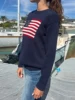 Women American Retro Sweater Long Sleeve Crew Neck Loose Fit Knit Pullover Tops Y2k Casual Loose Pullover Sweater 6