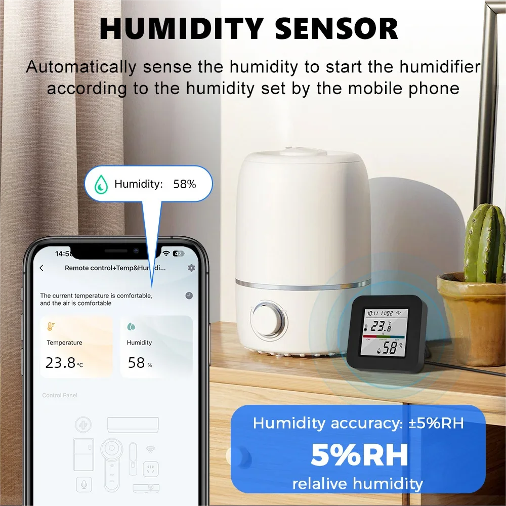 Tuya WiFi IR Universal Remote Control Temperature And Humidity Sensor Smart Life App Control Work With Alexa Google Home