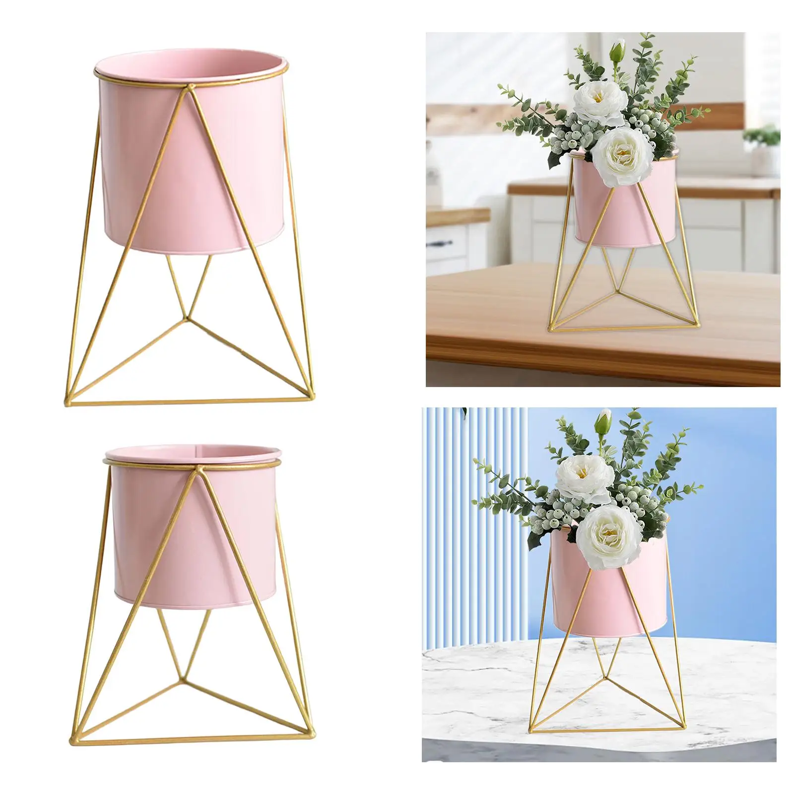 Plant Holder Container Accessories Metal Flower Pot Stand Flower Pot Shelf for Garden Living Room Multiple Plant Patios Balcony