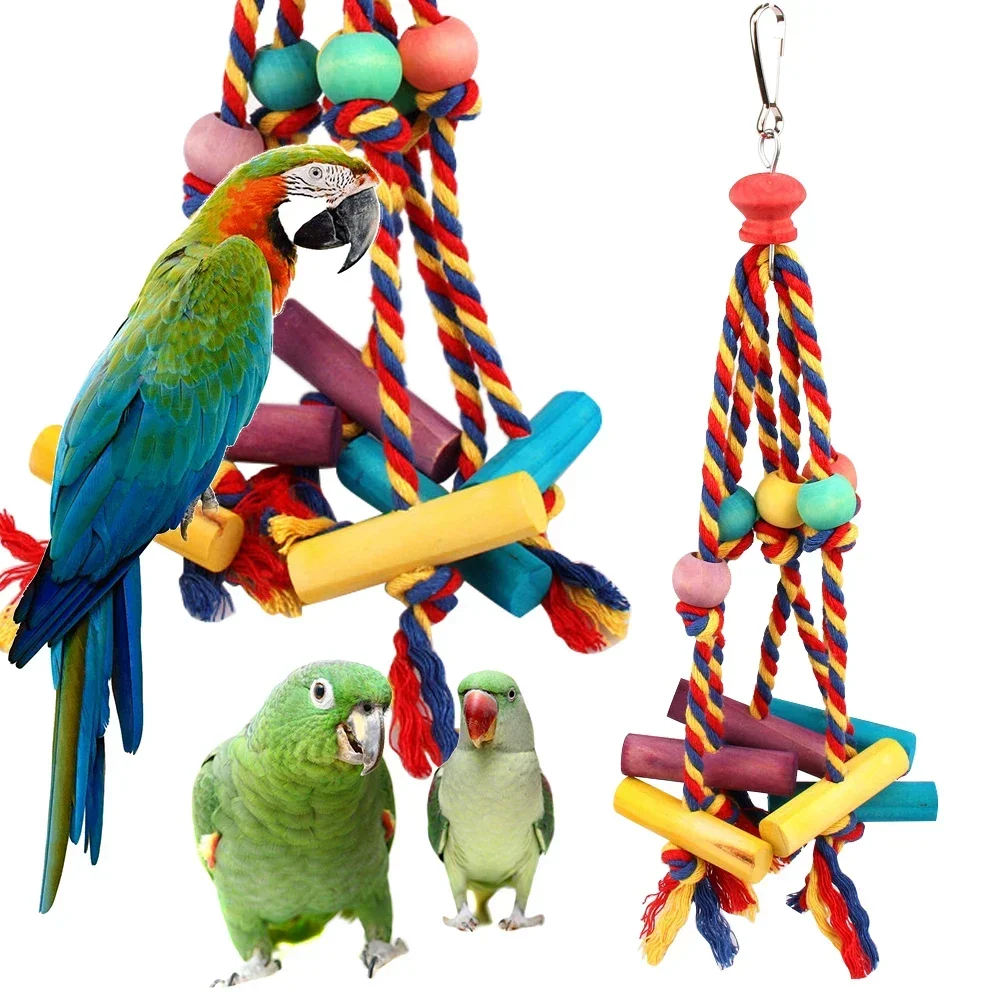 Bird Perches Chew Toy Funny Cotton Rope Parrot Toy Bite Resistant Bird Tearing Cockatiels Training Jouet Pour Perroquet