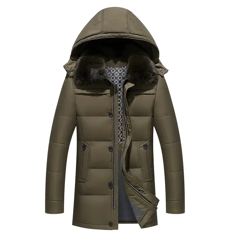 Canada Winter Jacket For Men Down Jacket Medium Long Warm Goose Down Coats Parkas Fur Collar Waterproof