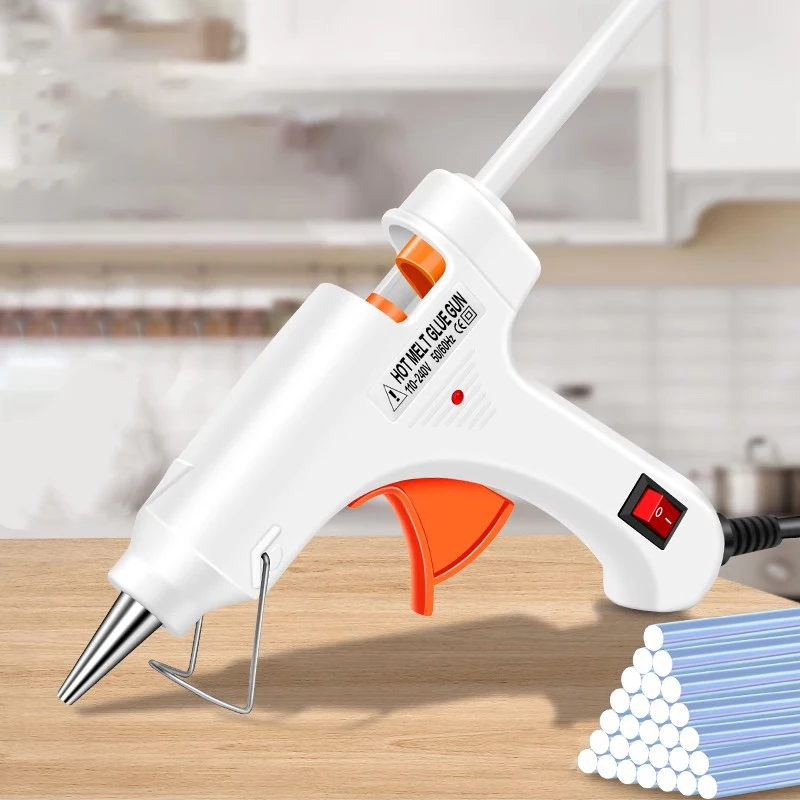 80W Hot Melt Glue Gun With 7MM Transparent Glue Stick Mini Gun Home Electric Heat Temperature Repair Tool Special Stick Set hot melt glue gun,hot glue gun,cordless glue gun