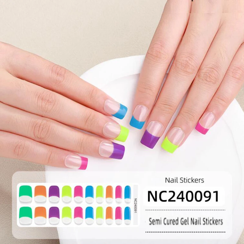 Semi Cured Gel Nail Stickers Leopard UV Light Nail Wraps DIY Slider Manicuring Art Fake Patch Press On Nails U&ntilde;as